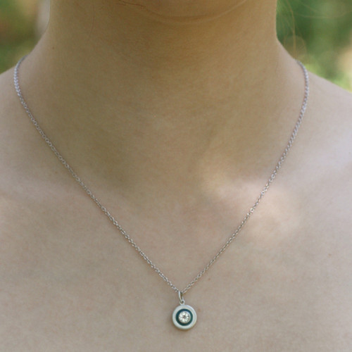 Medium En Soleil Moonstone with Turqoise Enamel Silver