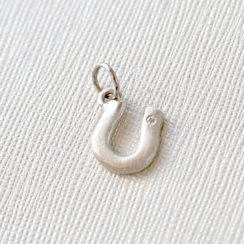 Small Horseshoe with Diamond Silver