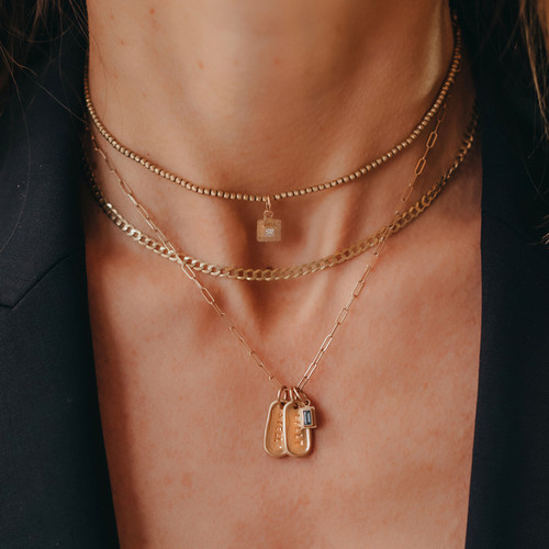 Tiny Dog Tag LOVE Silver