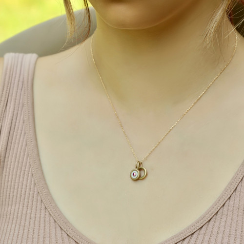 Tiny En Soleil Garnet with Pink Enamel Silver