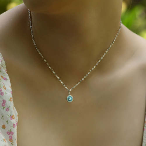 Tiny En Soleil Peridot with Green Enamel Silver