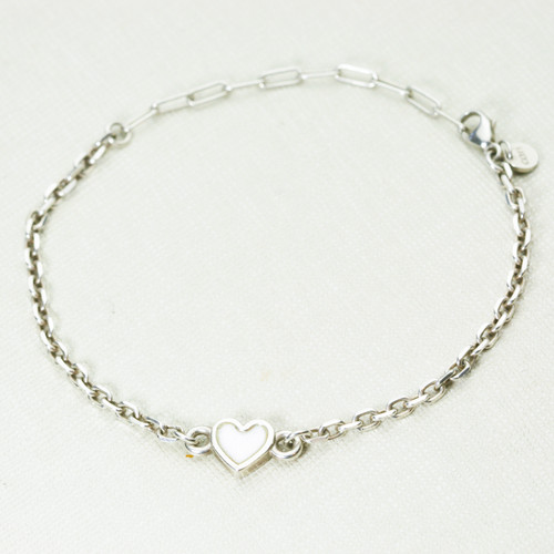SMALL ENAMEL HEART LINK BRACELET