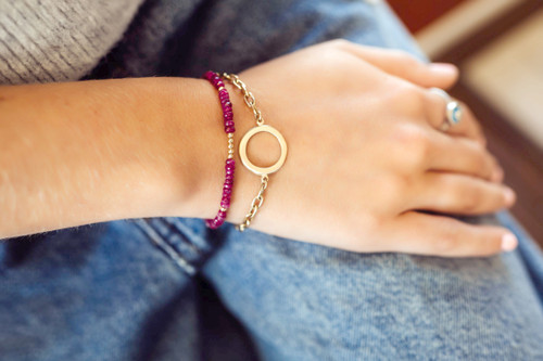 RUBIES AND 14KT GOLD BRACELET