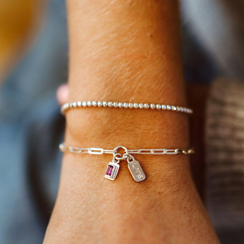 BAGUETTE AND ITTY BITTY MAMA BAR AND DIAMOND BRACELET