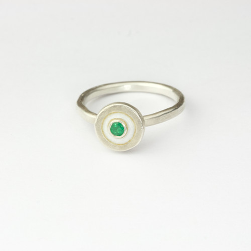 Silver Emerald En Soleil Ring