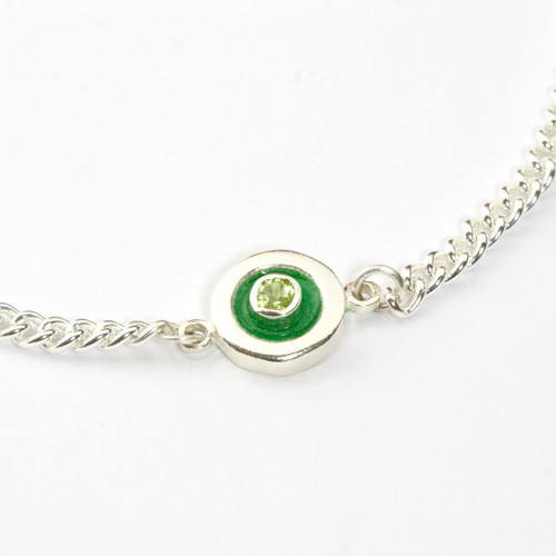 En Soleil Peridot Matte Medium Curb Bracelet Silver