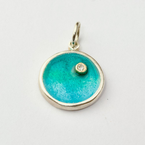 Enamel Disc with 2mm Diamond Bezel