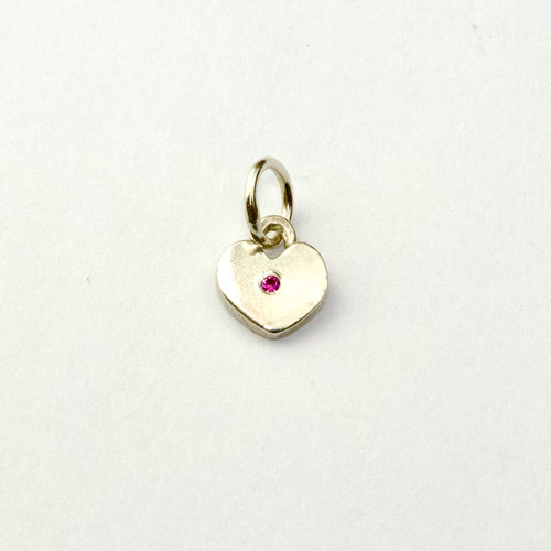 Silver Itty Bitty Heart with 1.5mm Pink Sapphire