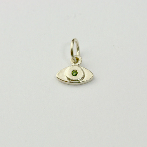 Silver Itty Bitty Eye Green Diamond
