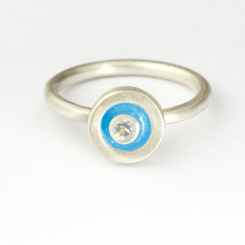Silver Moonstone En Soleil Ring