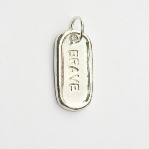 Tiny Dog Tag BRAVE Silver