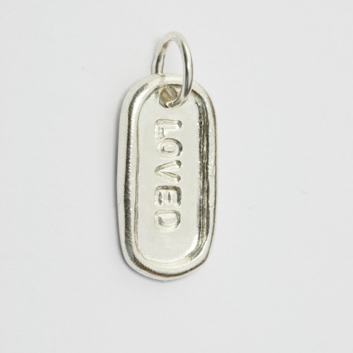 Tiny Dog Tag LOVED Silver