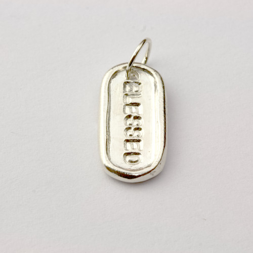Silver Tiny Dog Tag BLESSED