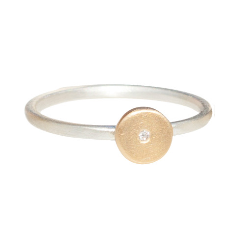 Mixed Metal Diamond Disc Stackable Ring Mixed Metal Diamond Disc Stackable Ring