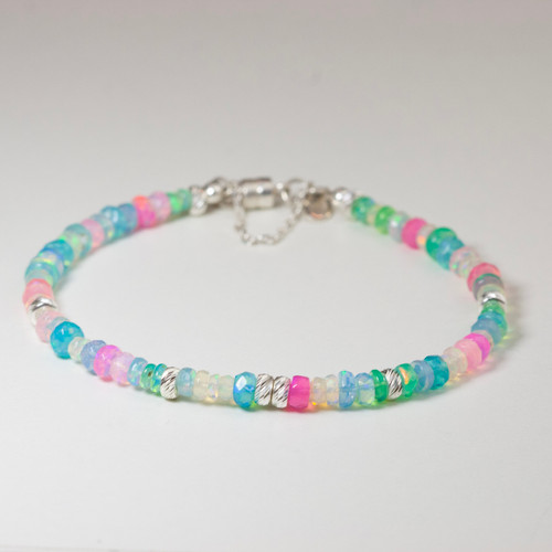 Beaded Gem Bracelet - Multicolor Ethiopian Opal