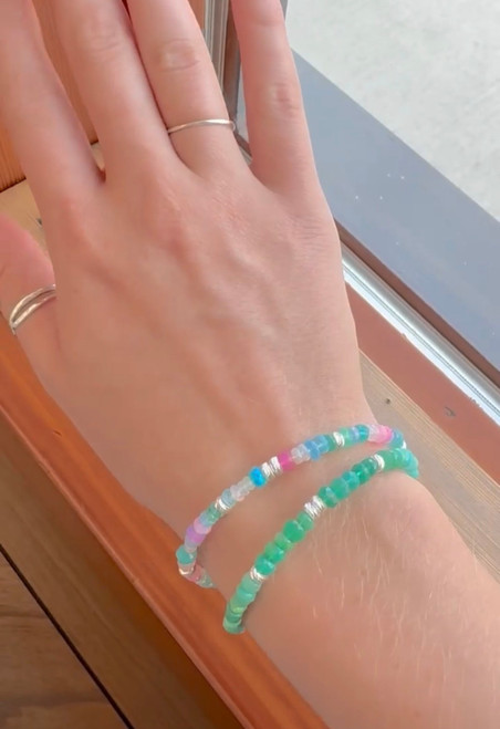 Beaded Gem Bracelet - Multicolor Ethiopian Opal