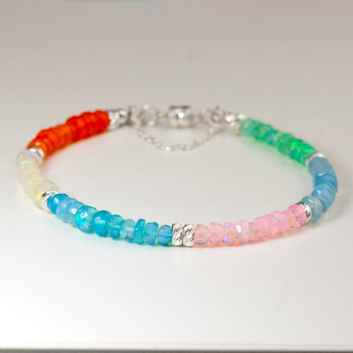 Beaded Gem Bracelet - Multi Color Block Ethiopian Opal