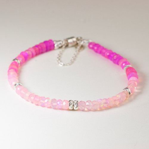 Beaded Gem Bracelet - Pink Ethiopian Opal