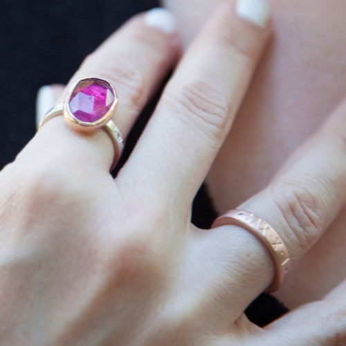 Personalized Sculpted 4mm Ring Band Silver or Gold