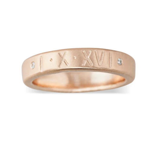 Personalized Sculpted 4mm Ring Band Silver or Gold