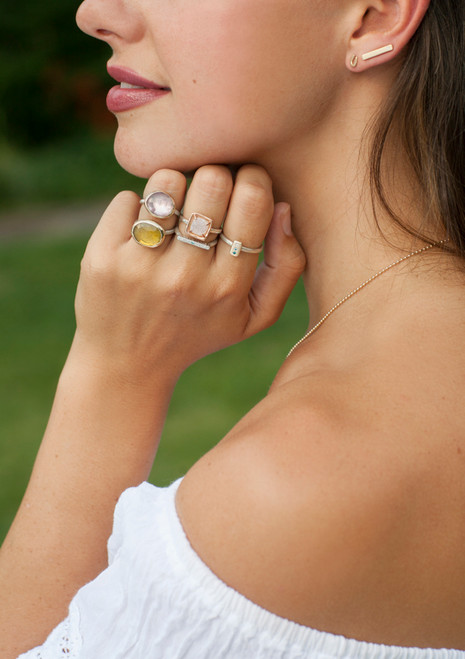 Ombré Diamond Itty Bitty Bar Ring silver or mixed metals