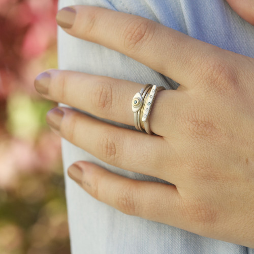 Evil Eye Itty Bitty Ring with a diamond