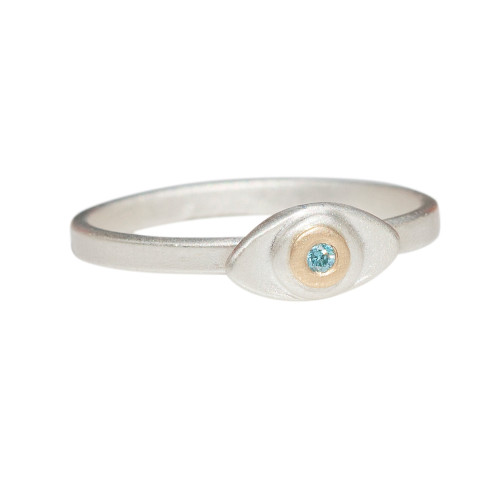 Evil Eye Itty Bitty Ring with a diamond Evil Eye Itty Bitty Ring with a diamond