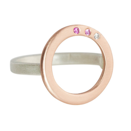 Open Circle Ring 14kt Pink Gold and Pink Sapphires Open Circle Ring 14kt Pink Gold and Pink Sapphires