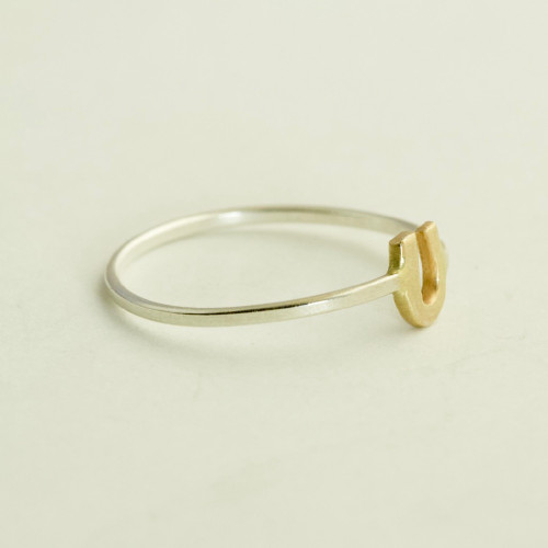 Mixed Metal Itty Bitty Horseshoe Ring
