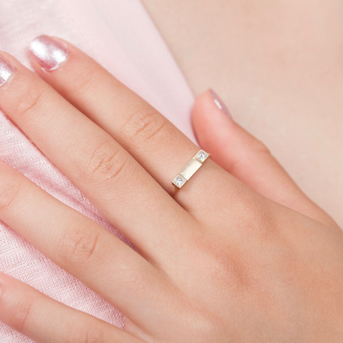 Double Princess Diamond Bar Ring
