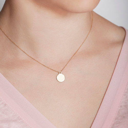 Flat Disc Necklace 14kt Gold