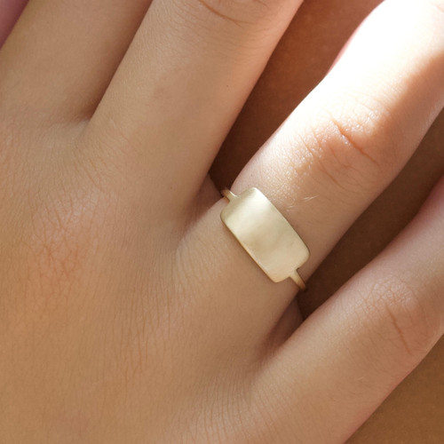 Raised Mountain 14kt Gold Ring with a Diamond