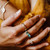 Double Green Tourmaline Ring Gold and Silver