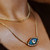 Moonstone Gold Bezel Silver Bold Eye Necklace