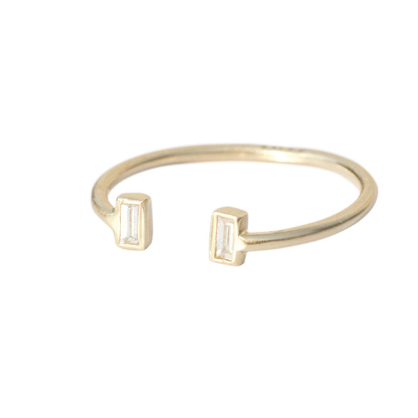 Double Baguette Cuff Ring 14kt Gold