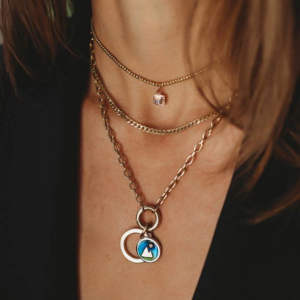 Mountain Disc Hand-Painted Enamel Charm Silver or Gold Mountain Disc Hand-Painted Enamel Charm Silver or Gold