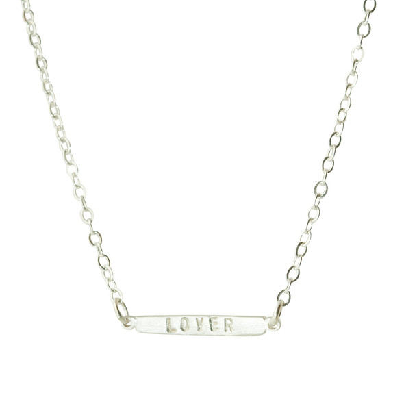 Horizontal Skinny Bar Necklace Silver or Gold