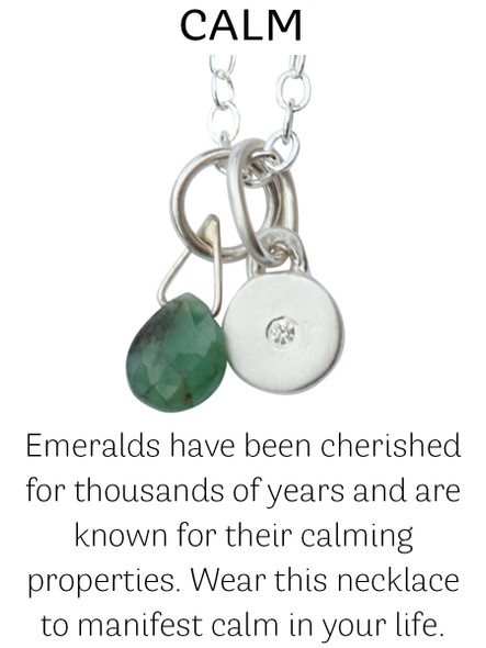 CALM Emerald Silver Necklace Set