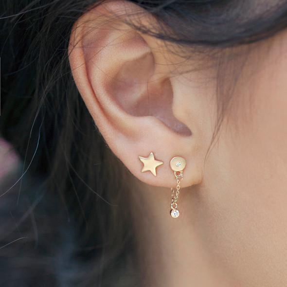 Earrings: Front to Back Round Diamond Drop Earrings Earrings: Front to Back Round Diamond Drop Earrings