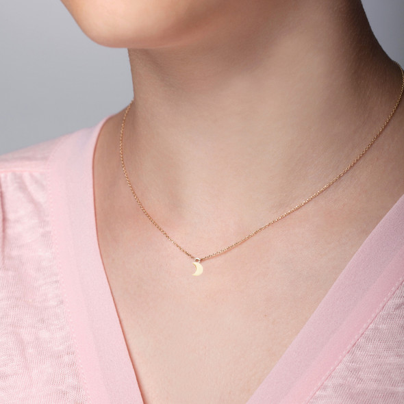 Itty Bitty Moon Necklace Plain or Personalized 14kt Gold