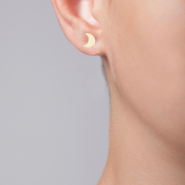 Itty Bitty Moon Stud Earrings Silver or Gold