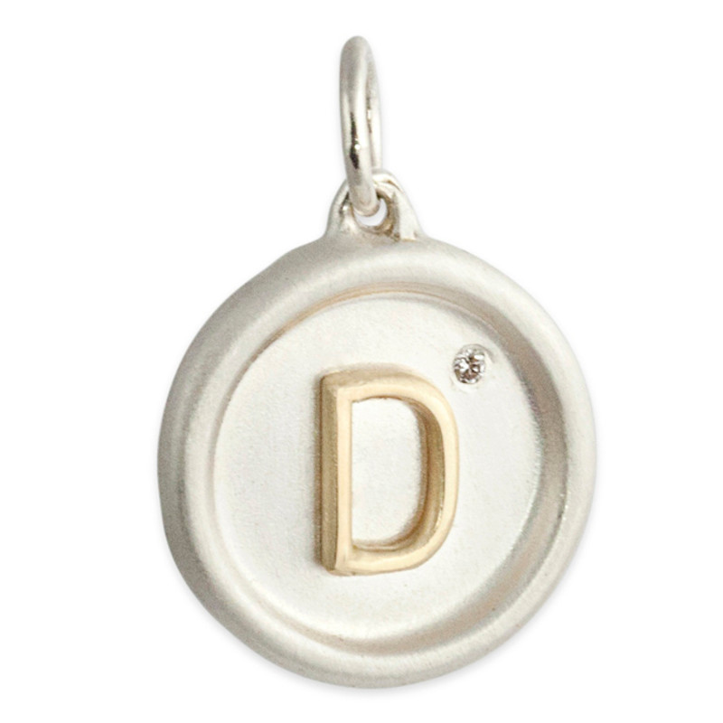 Sterling Silver Initial Letter Disc Charm Alphabet Charm Gold