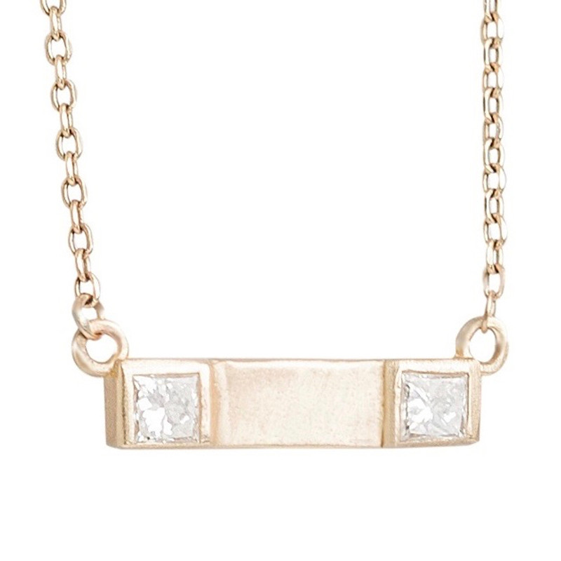 Diamond Bar Necklace 14kt Gold