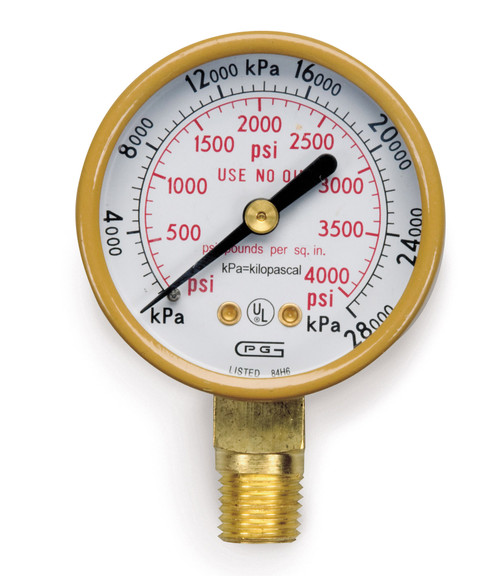 Air/Oxygen High/Tank Pressure Gauge (0 to 4,000 PSI)
