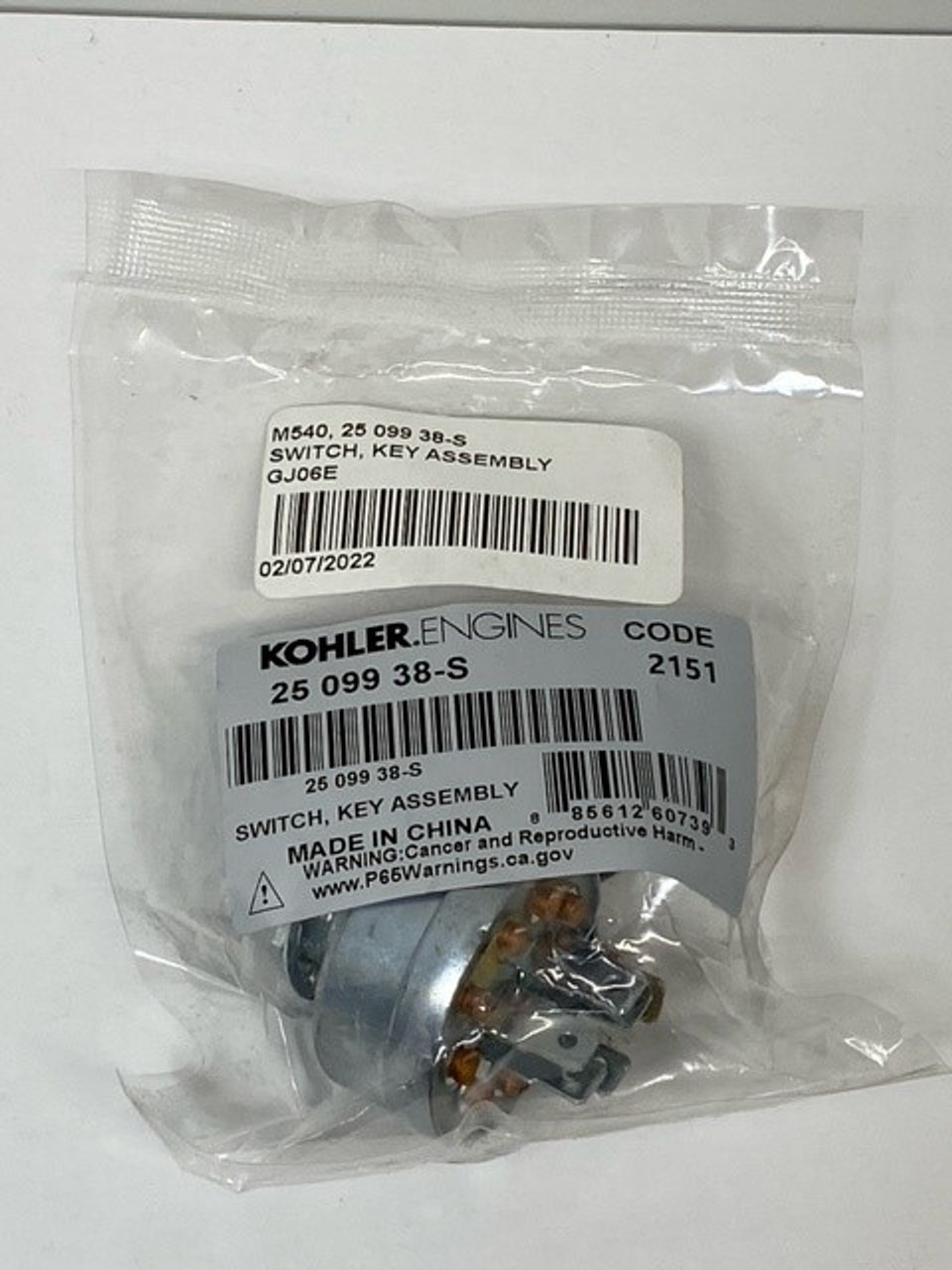 Kohler 25 099 38-S Switch, Key Assembly