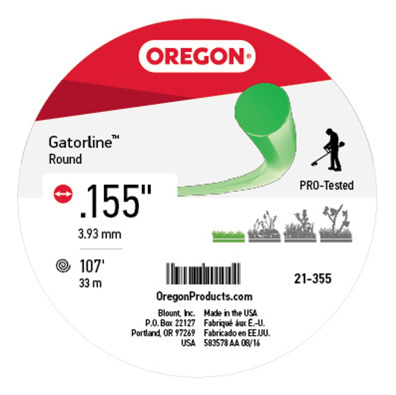 Oregon Equipment Parts 21-355 Gatorline  Round .155 1Lb Donu