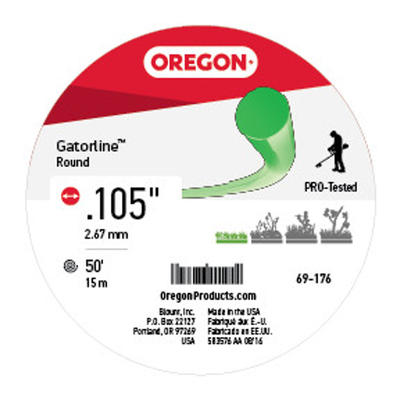 Oregon Equipment Parts 69-176 Gatorline  Round .105 50Ft Don