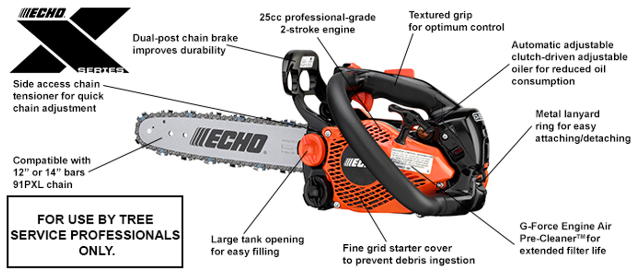 Echo CS-2511T-12 25CC Top Handle Arborist Chainsaw 429