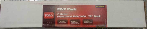 TORO 127-1640 Mvp Kit-Professional 5000 72" Deck
MVP Belt and Blade Kit, Z Master Professional 5000/6000 Series Riding Mower with 72in Deck