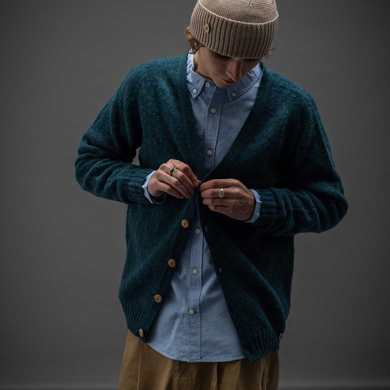 の*ん様 THE TOÉ Eltz Shaggy Cardigan Shetland Men's V Neck Shaggy Knit Cardigan | Tempest